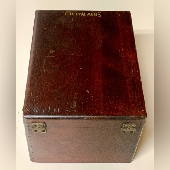 Early 20th Century Vintage SHAW WALKER Antique Hardwood Hinged File Box - Picture 8 of 15